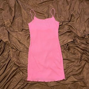 Pink Rib-Knit Body-con Dress